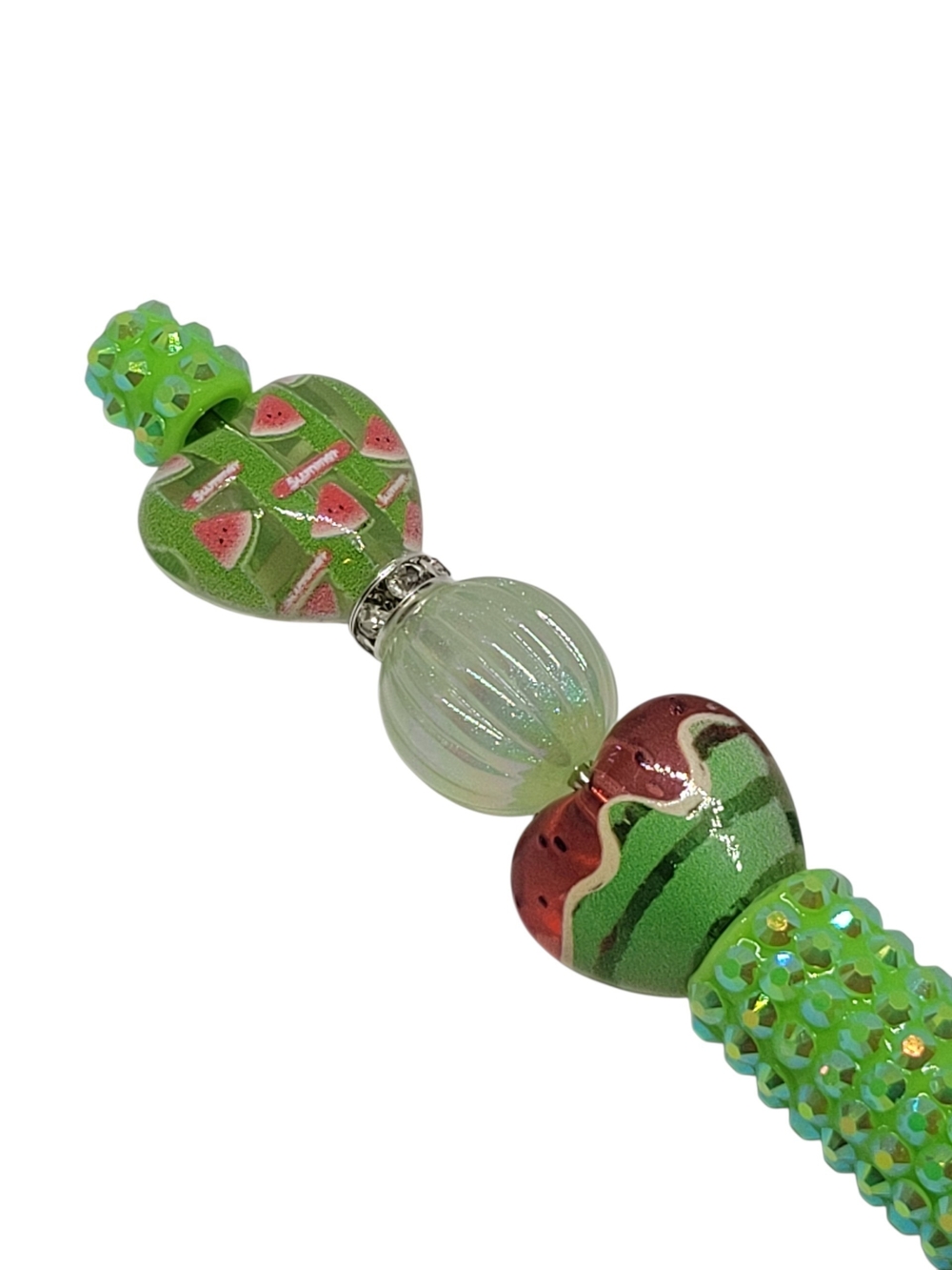 Green Watermelon Heart Bead Pen